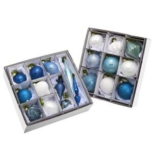 National Tree Co Vintage Inspired 20 Piece Glass Ornaments - Arctic Lights Blue